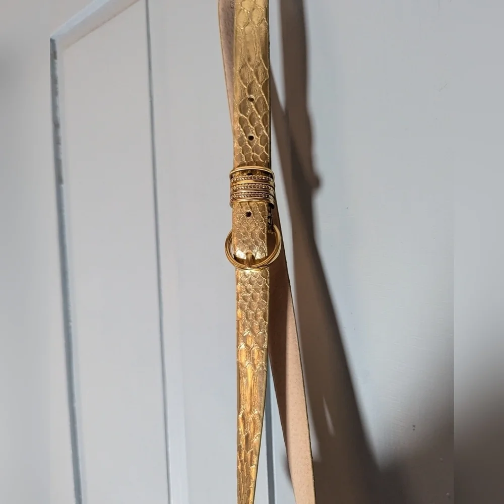 Gold Lined Leather Textured Belt 44
